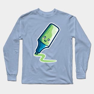 Green Highlighter Pen Kawaii Cute Long Sleeve T-Shirt